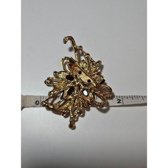 **Sale** Gold tone rhinestone flower brooch - Picture 4 of 9